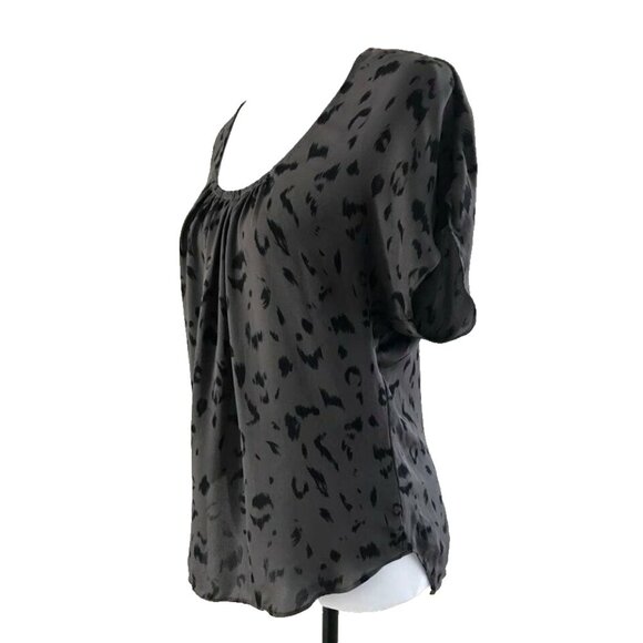 T. BABATON Aritzia 100% Silk Blouse Top Size Small Brown Black Leopard Print EUC - Picture 3 of 6